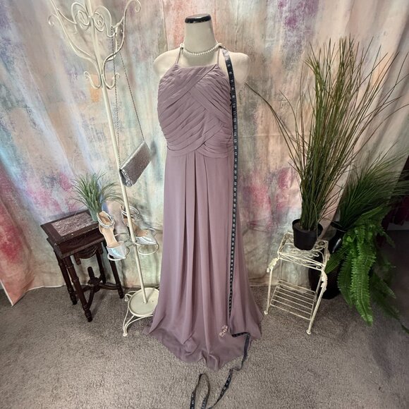 NEW 📌Azazie Pleated Keyhole Back Halter Neckline Chiffon Bridesmaid -Prom Dress - Picture 5 of 15